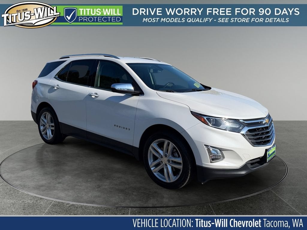 2019 Chevrolet Equinox Premier in Iridescent Pearl Tricoat — front three-quarter view