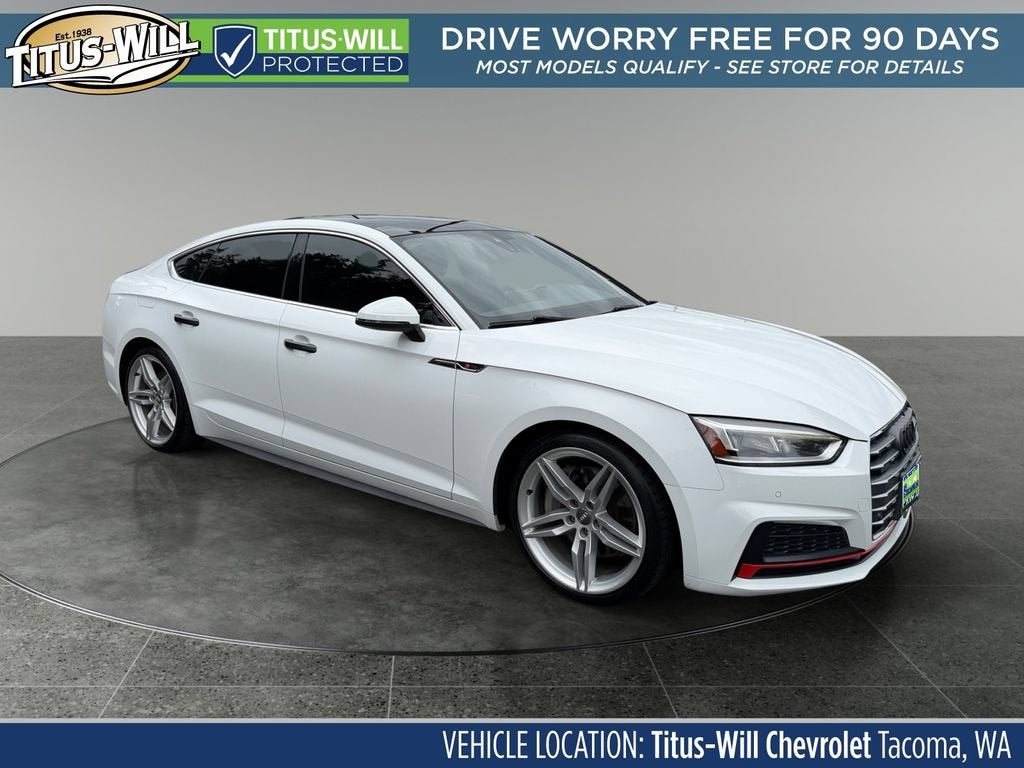 2018 Audi A5 2.0T Premium in White — front three-quarter view