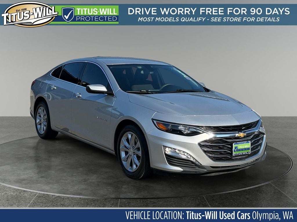 2019 Chevrolet Malibu LT in Silver — front three-quarter view
