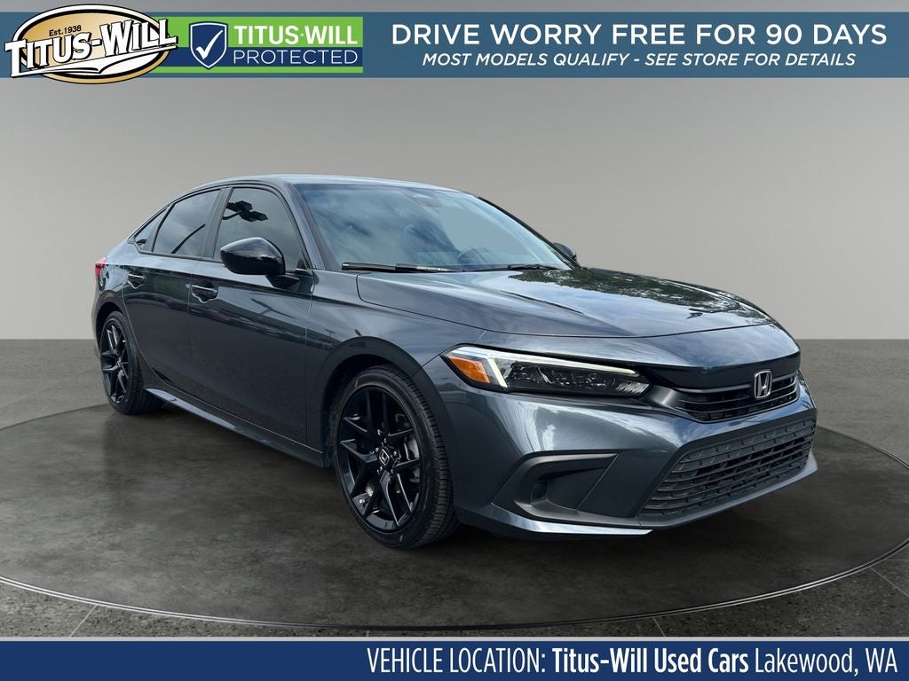 2023 Honda Civic Sport in Gray Metallic — front three-quarter view