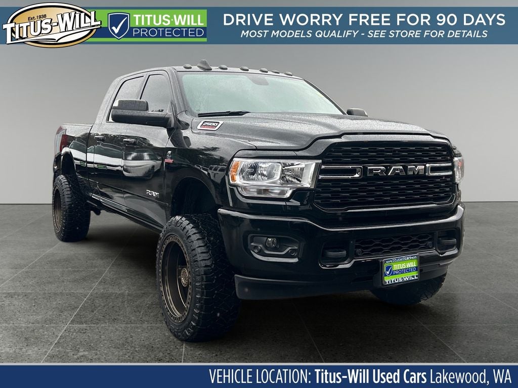 2022 RAM 2500 Big Horn Lifted in Diamond Black — front three-quarter view