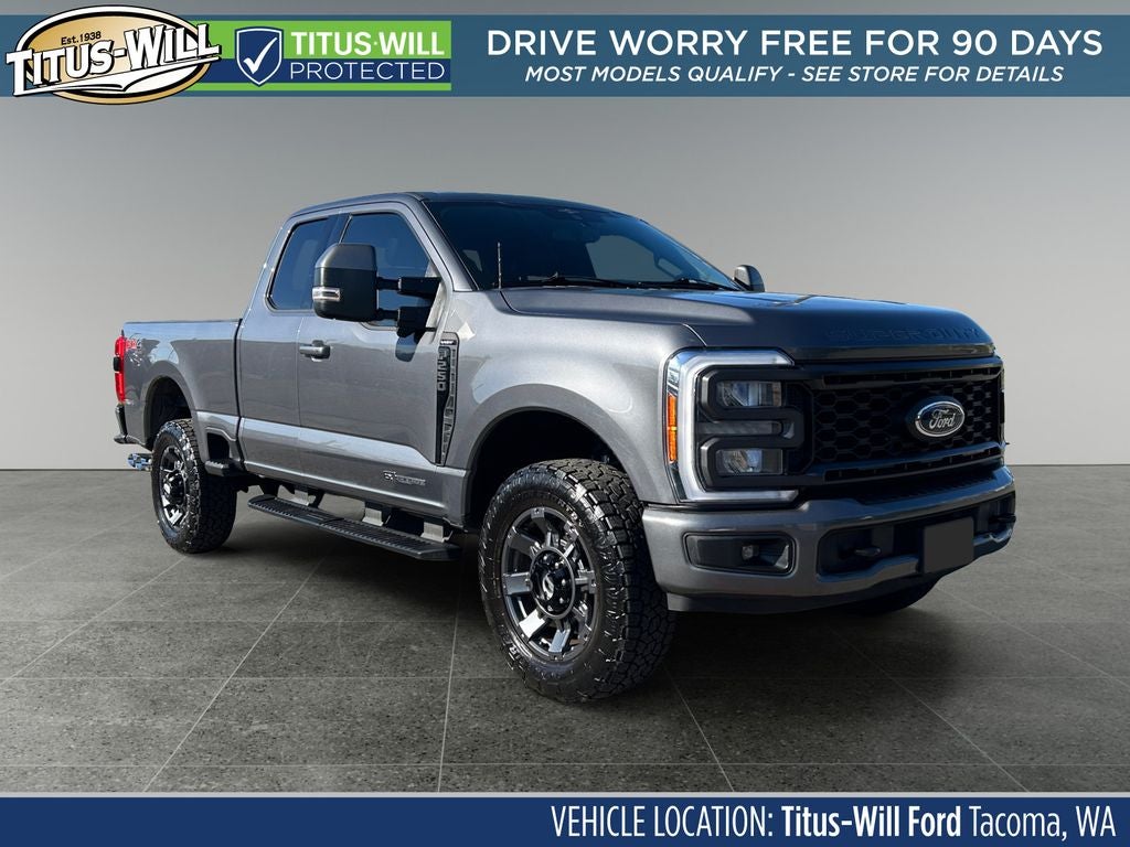 2023 Ford F-250SD Lariat in Gray Metallic — front three-quarter view