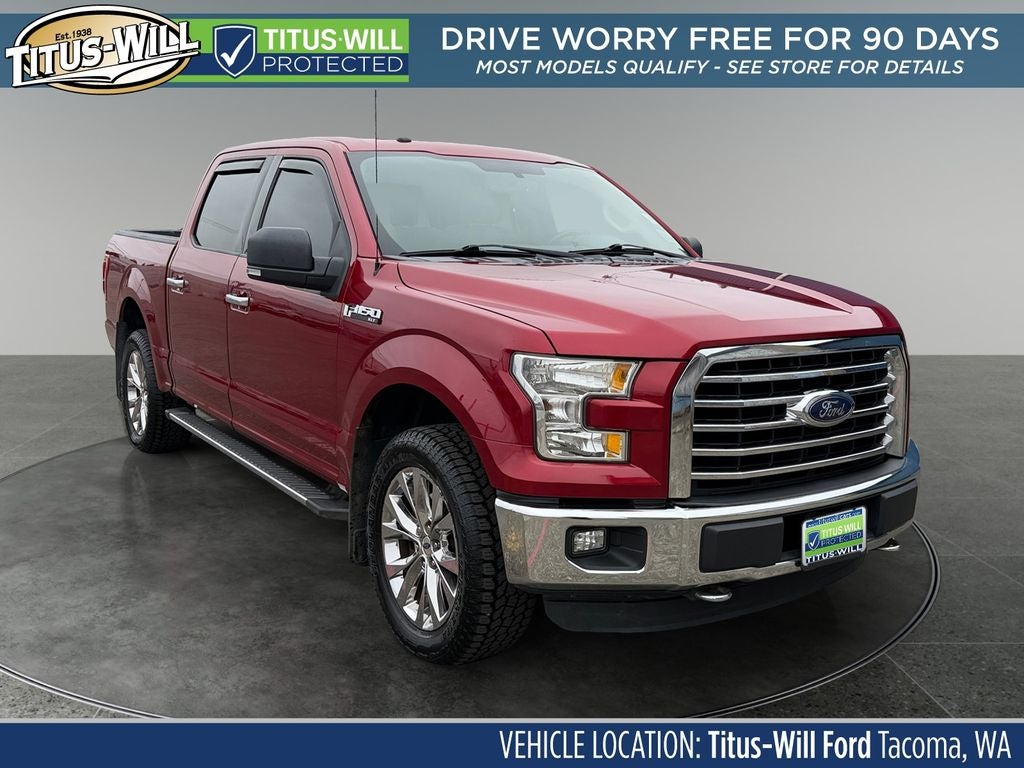 2016 Ford F-150 XLT in Ruby Red Metallic — front three-quarter view