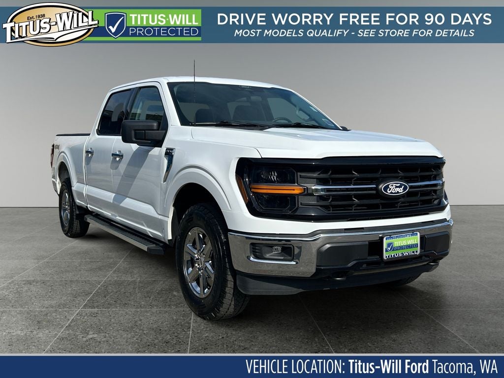 2025 Ford F-150 XLT in White — front three-quarter view