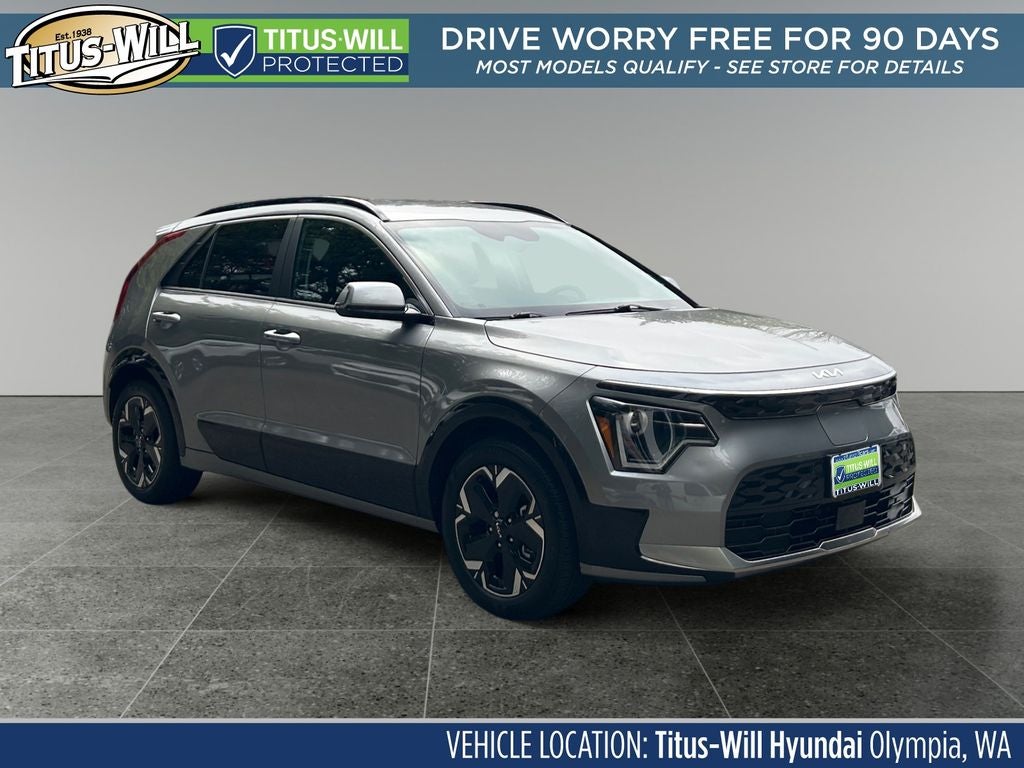 2023 Kia Niro EV Wind in Steel Gray — front three-quarter view