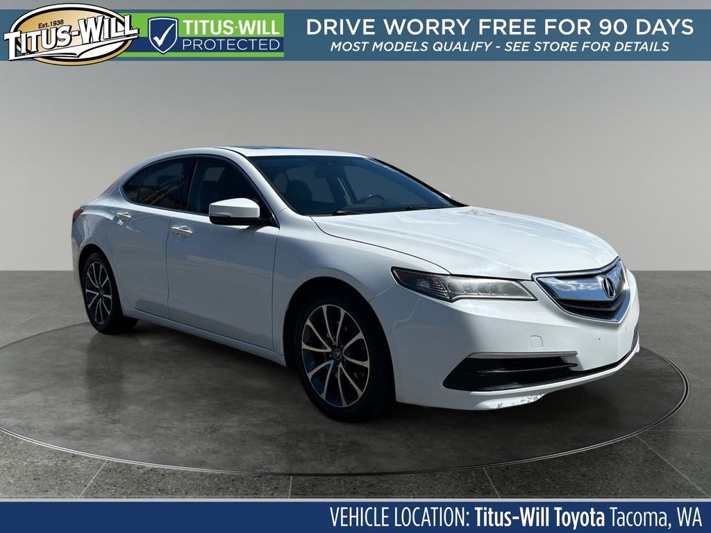 2016 Acura TLX V6 Tech in Bellanova White Pearl — front three-quarter view