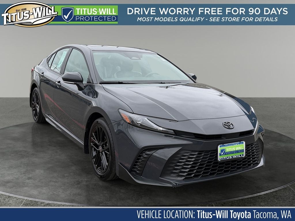 2025 Toyota Camry SE in Underground — front three-quarter view