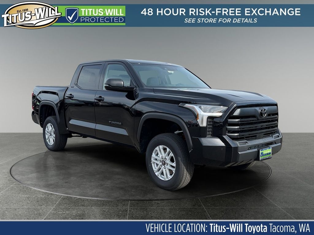 2026 Toyota Tundra SR5 in Midnight Black Metallic — front three-quarter view