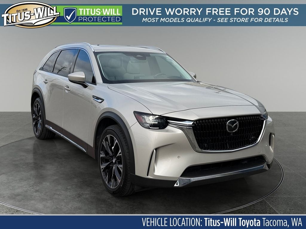 2024 Mazda Mazda CX-90 PHEV Premium Plus in Platinum Quartz — front three-quarter view