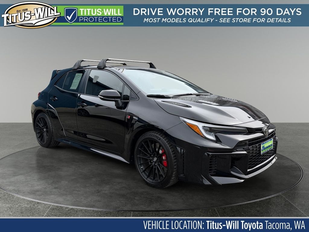 2025 Toyota GR Corolla Premium in Black — front three-quarter view