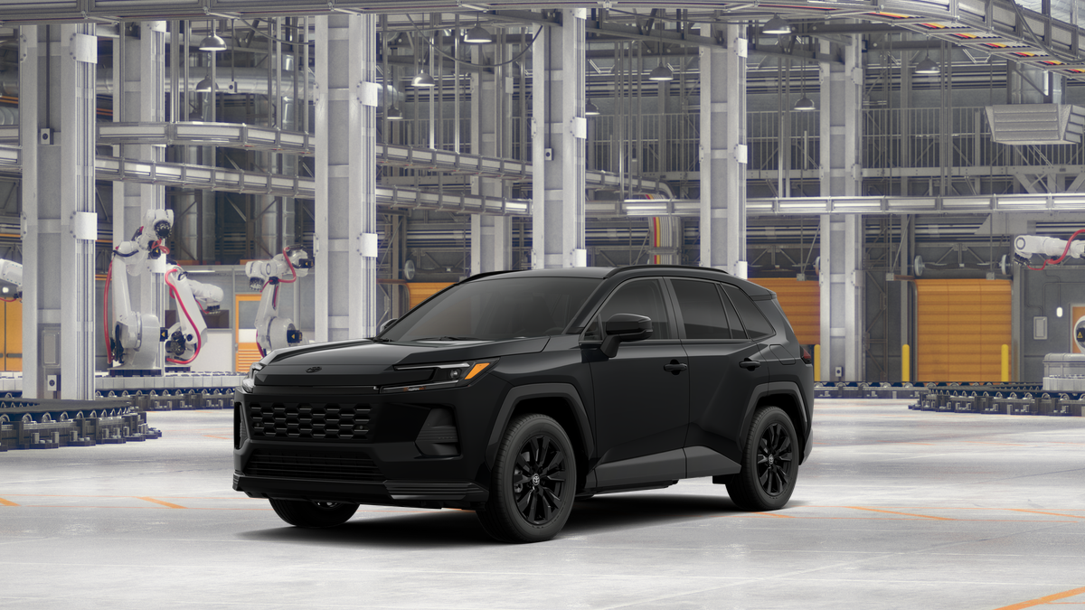 2026 Toyota RAV4 SE in Midnight Black Metallic — front three-quarter view