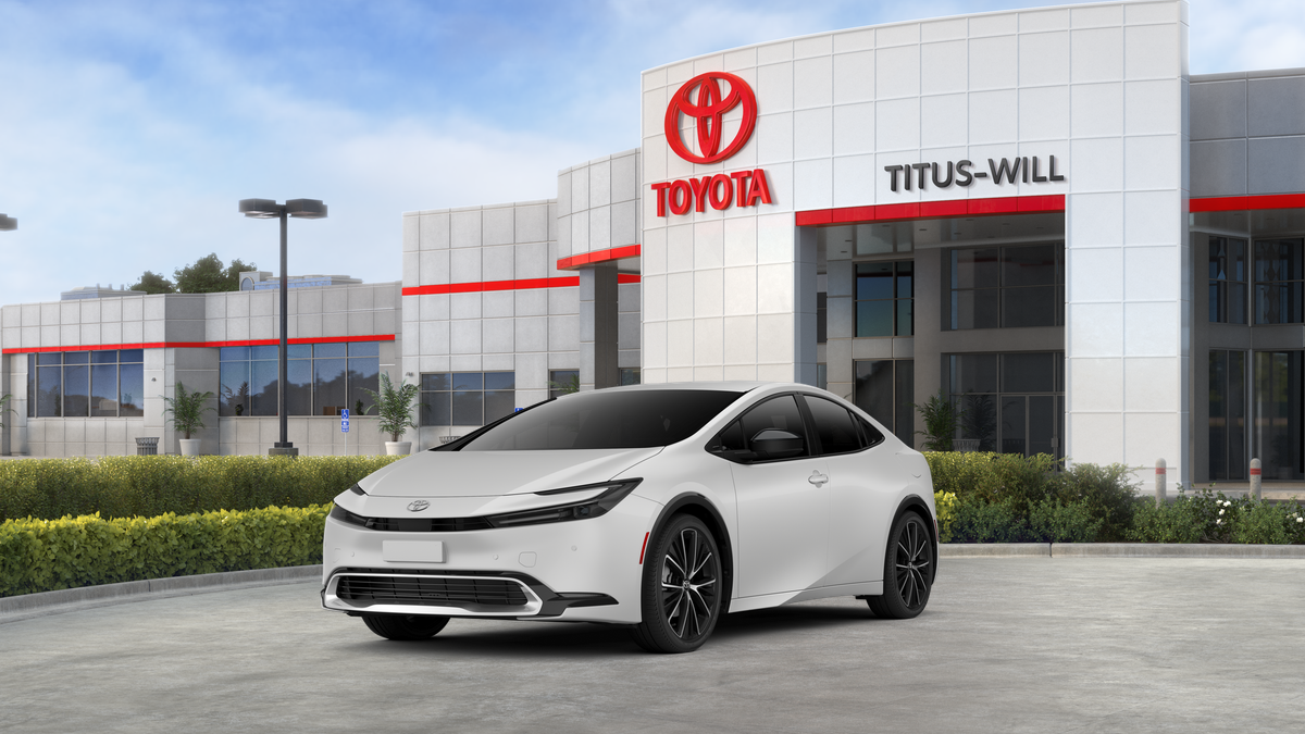 2026 Toyota Prius XLE in Wind Chill Pearl — front three-quarter view
