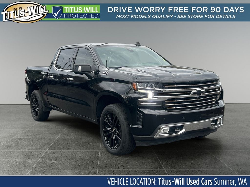 2022 Chevrolet Silverado 1500 LTD High Country in Black — front three-quarter view