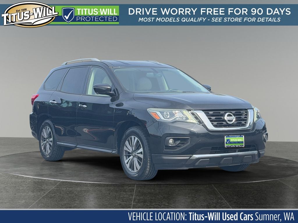 2018 Nissan Pathfinder SL in Magnetic Black — front three-quarter view