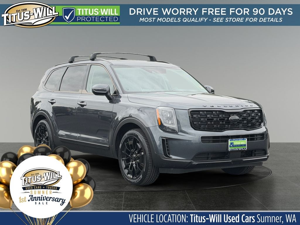 2021 Kia Telluride EX in Grey — front three-quarter view